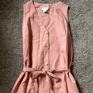 Coral midi dress with buttons